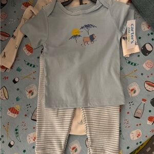 Carter's Light Blue Safari Set with Striped Pants
